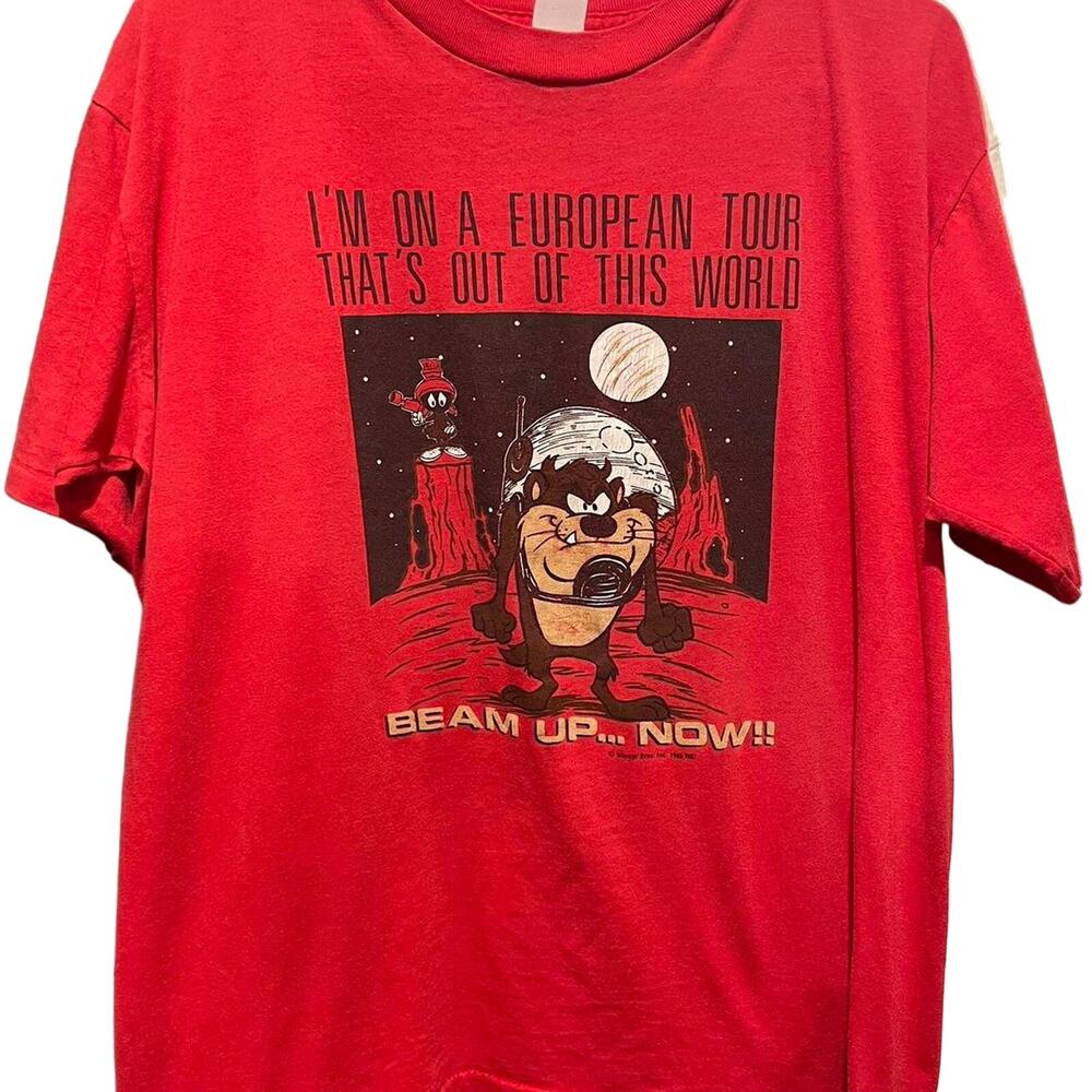 Vintage 80s Taz and Marvin the Martian 1987 Rare Single Stitch Shirt Adult Large